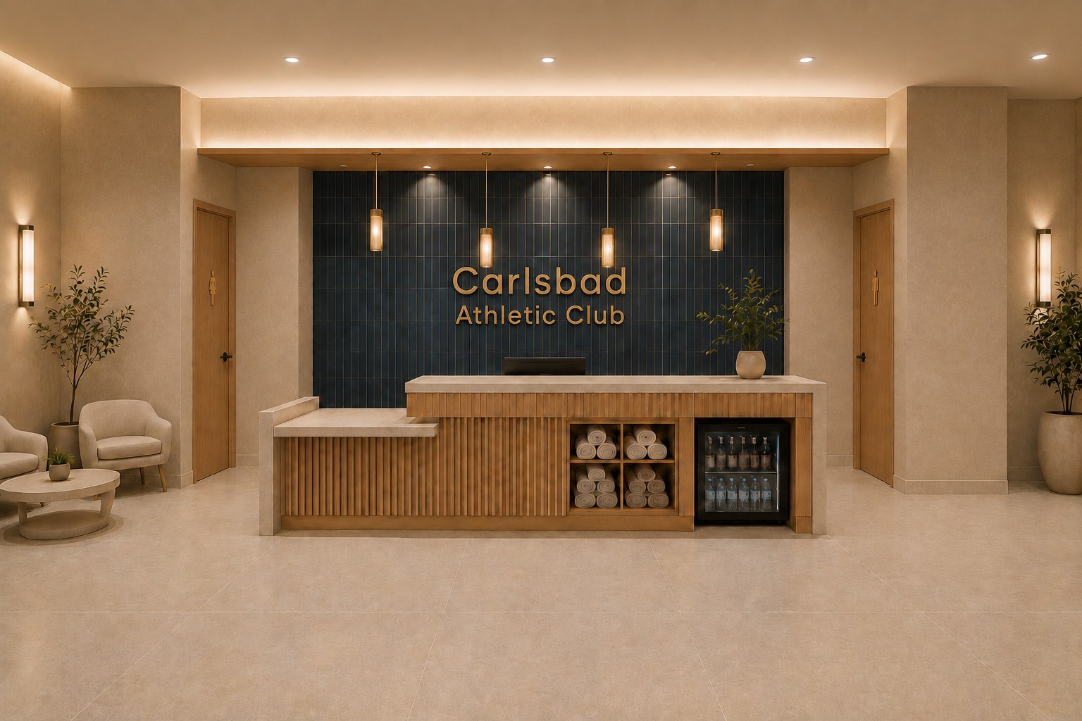The reception and lobby at Carlsbad Athletic Club